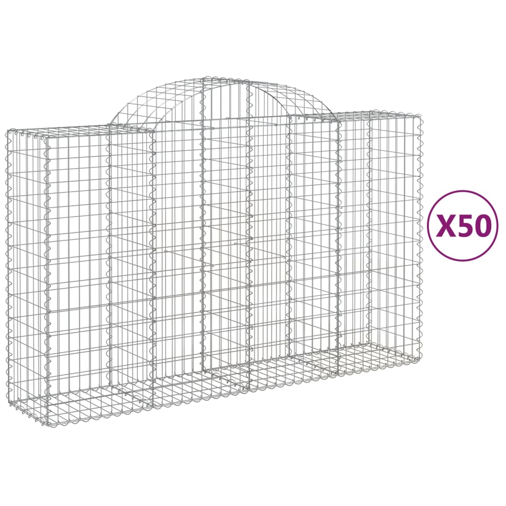 vidaXL Coșuri gabion arcuite 50 buc, 200x50x120/140cm, fier galvanizat