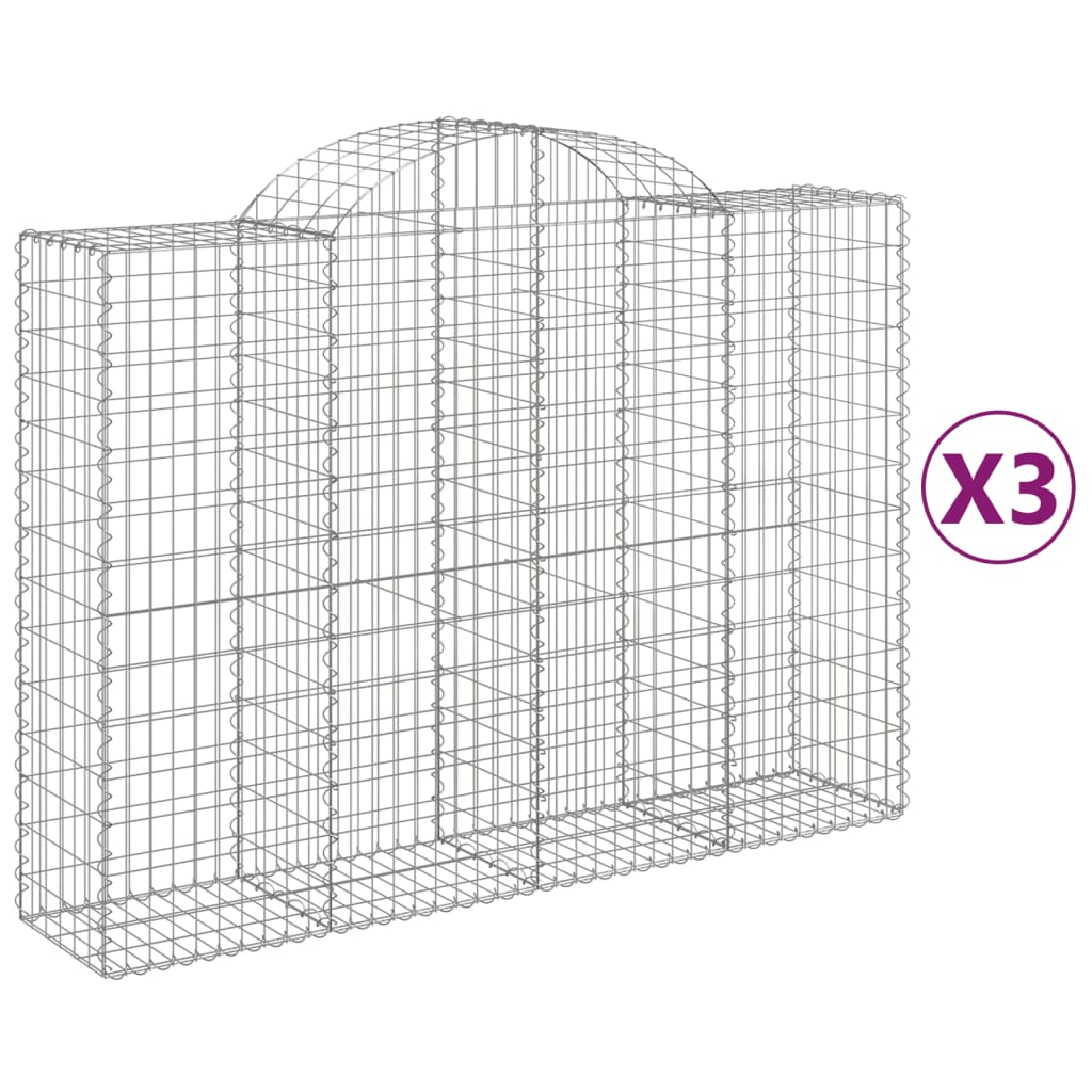 vidaXL Coșuri gabion arcuite 3 buc, 200x50x140/160cm, fier galvanizat