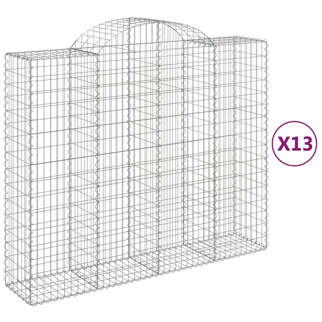 vidaXL Coș gabion arcuit, 13 buc, 200x50x160/180 cm, fier galvanizat vidaXL Coș gabion arcuit, 13 buc, 200x50x160/180 cm, fier galvanizat