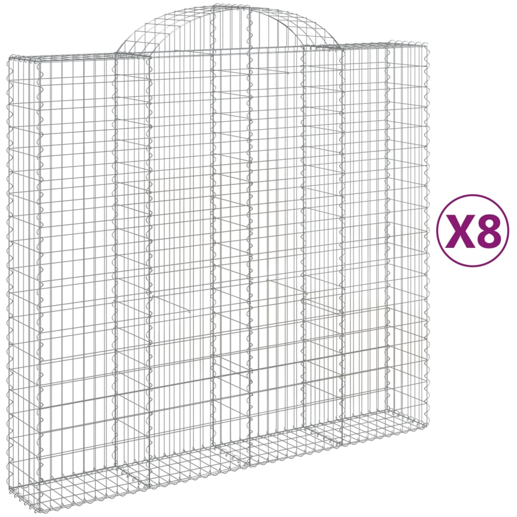 vidaXL Coșuri gabion arcuite 8 buc, 200x50x180/200 cm, fier galvanizat vidaXL Coșuri gabion arcuite 8 buc, 200x50x180/200 cm, fier galvanizat