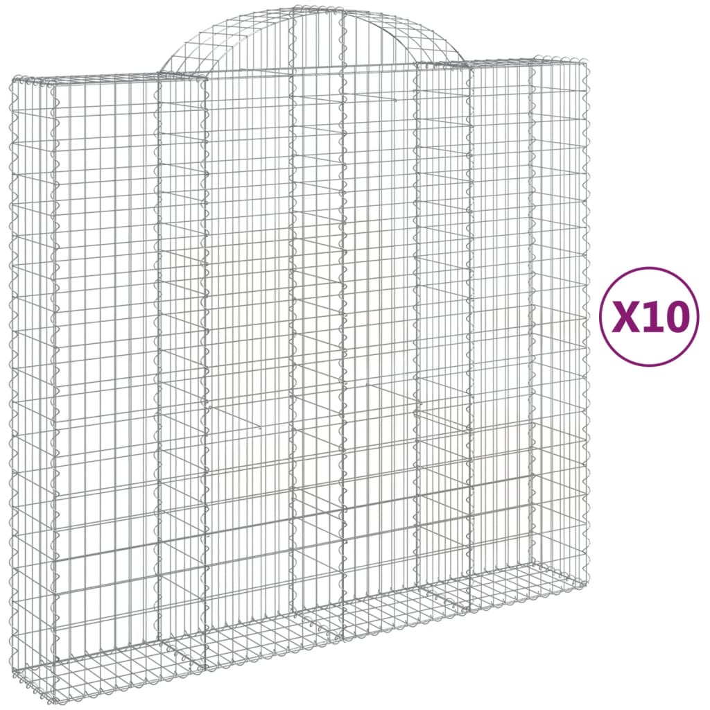vidaXL Coșuri gabion arcuite 10 buc, 200x50x180/200cm, fier galvanizat vidaXL Coșuri gabion arcuite 10 buc, 200x50x180/200cm, fier galvanizat
