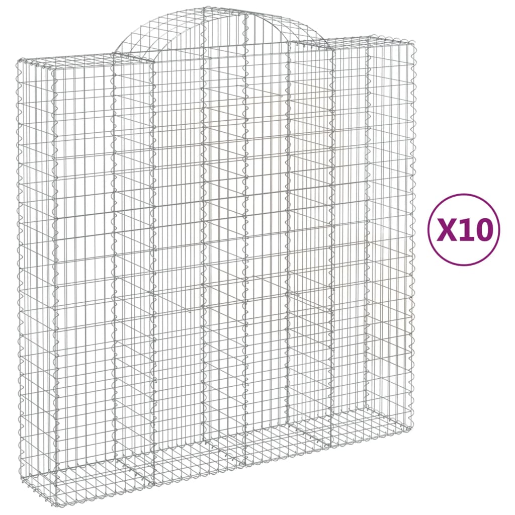 vidaXL Coșuri gabion arcuite, 10 buc 200x50x200/220cm, fier galvanizat vidaXL Coșuri gabion arcuite, 10 buc 200x50x200/220cm, fier galvanizat