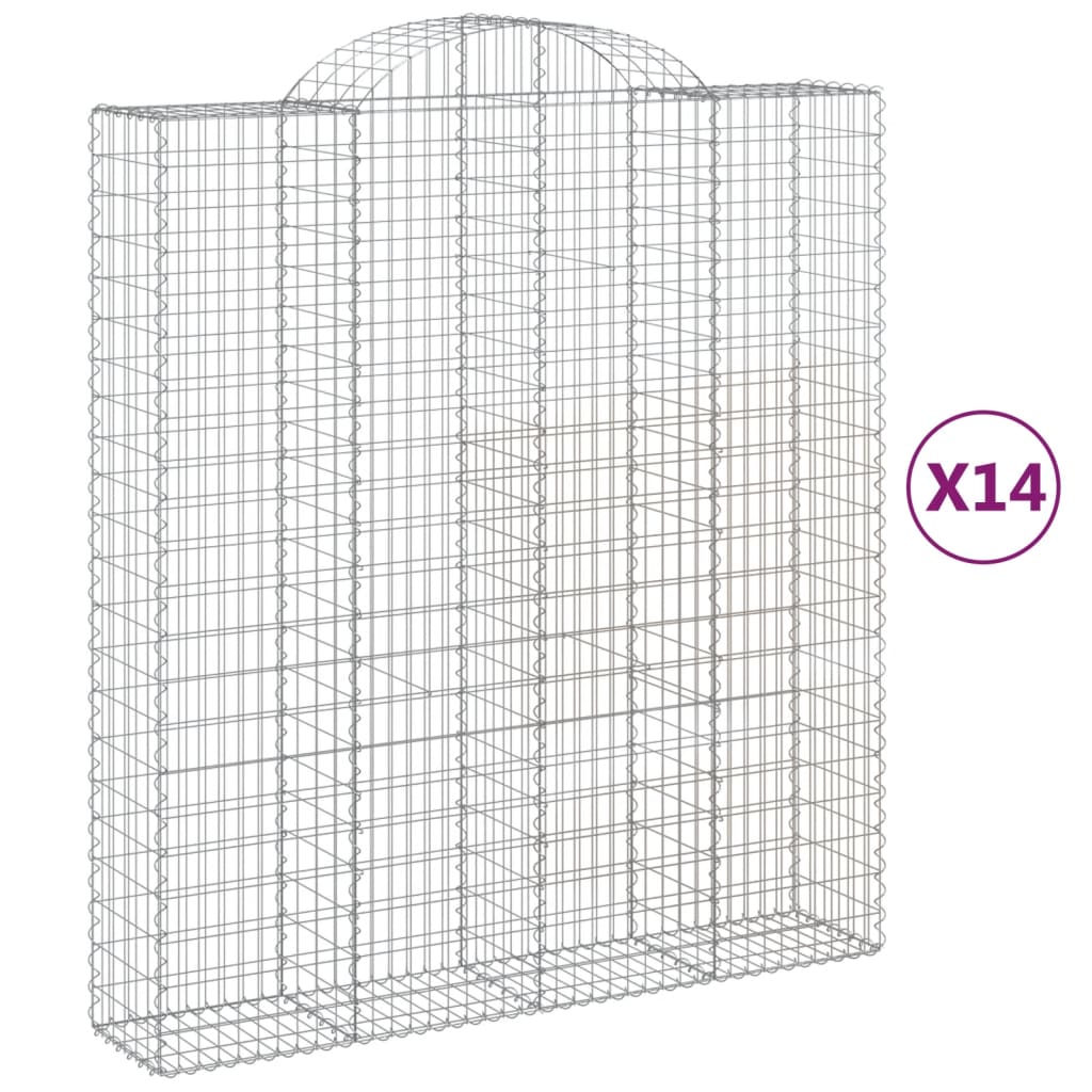 vidaXL Coșuri gabion arcuite, 14 buc 200x50x220/240cm, fier galvanizat vidaXL Coșuri gabion arcuite, 14 buc 200x50x220/240cm, fier galvanizat