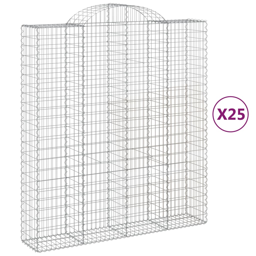 vidaXL Coșuri gabion arcuite, 25 buc 200x50x220/240cm, fier galvanizat vidaXL Coșuri gabion arcuite, 25 buc 200x50x220/240cm, fier galvanizat