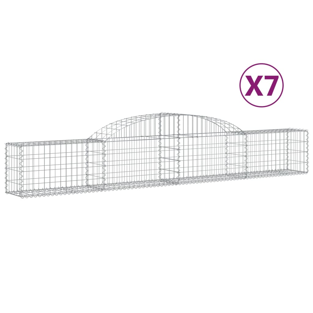 vidaXL Coșuri gabion arcuite, 7 buc., 300x30x40/60 cm, fier galvanizat