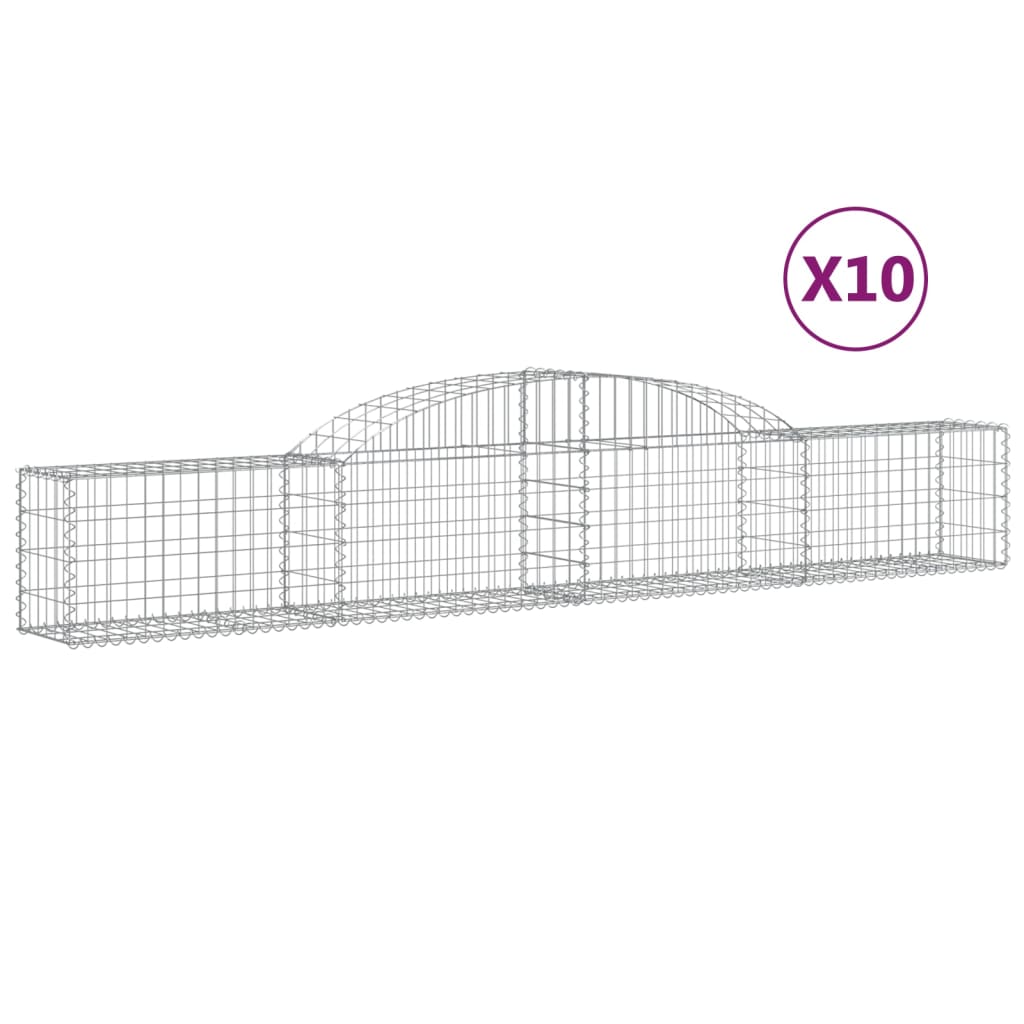 vidaXL Coșuri gabion arcuite, 10 buc., 300x30x40/60cm, fier galvanizat