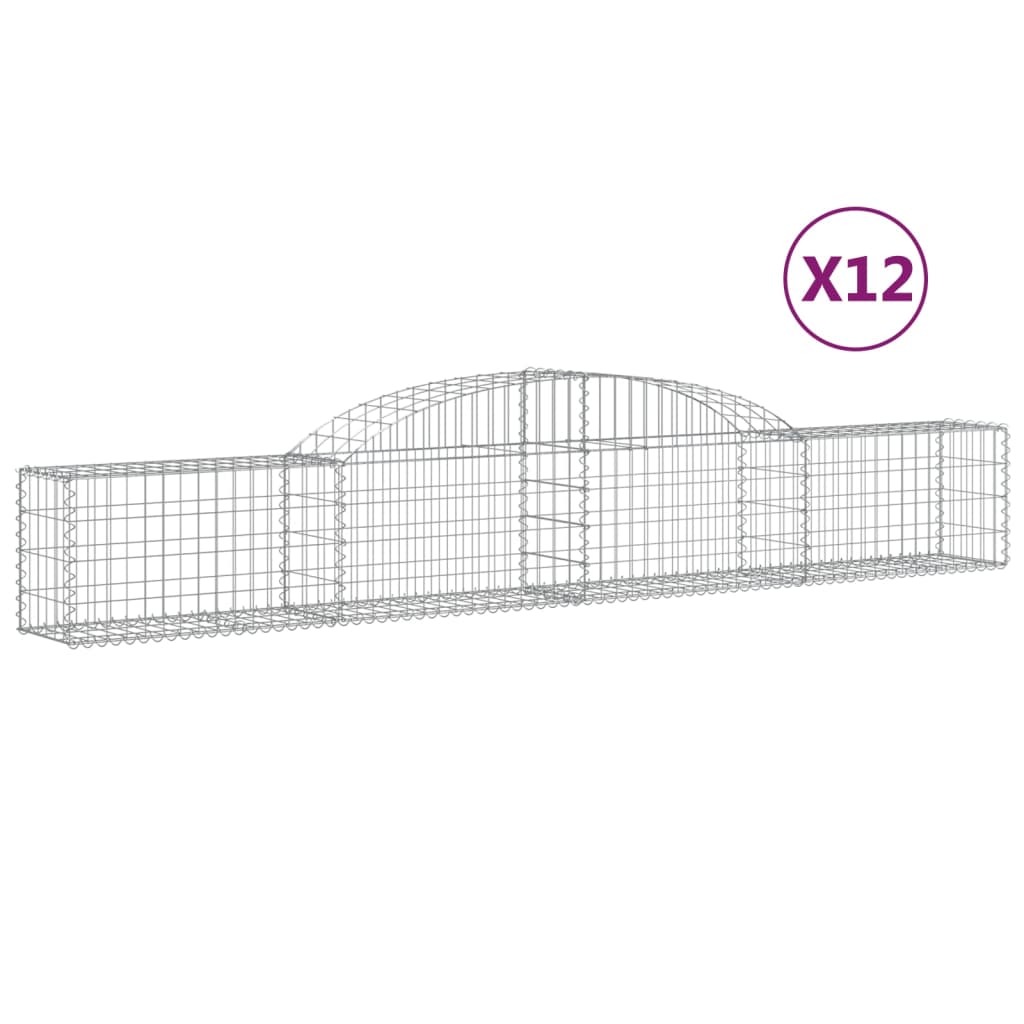 vidaXL Coșuri gabion arcuite, 12 buc., 300x30x40/60cm, fier galvanizat vidaXL Coșuri gabion arcuite, 12 buc., 300x30x40/60cm, fier galvanizat