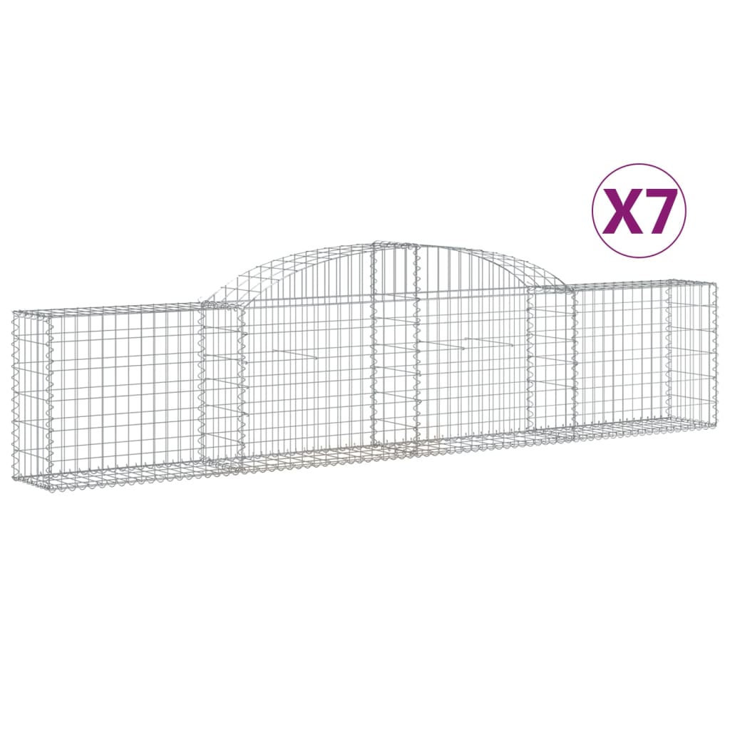 vidaXL Coșuri gabion arcuite, 7 buc., 300x30x60/80 cm, fier galvanizat