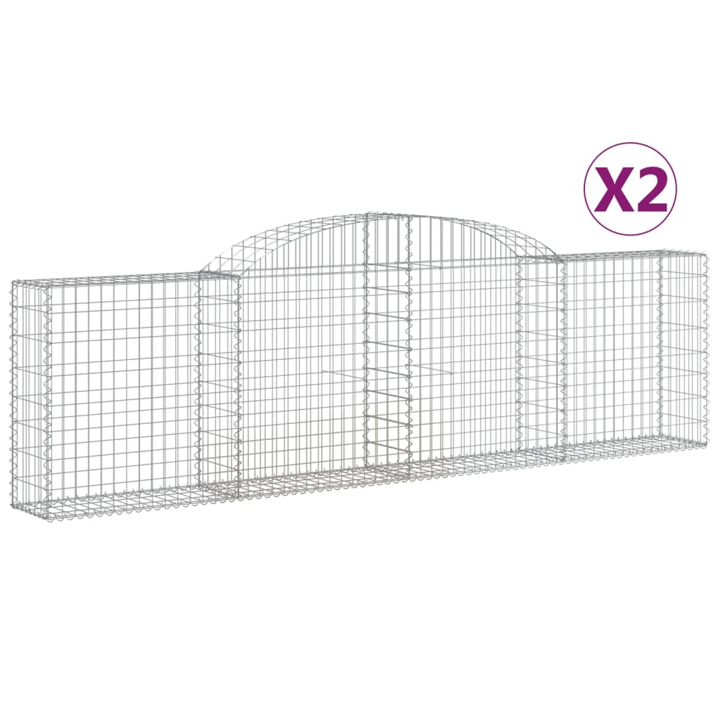 vidaXL Coșuri gabion arcuite 2 buc., 300x30x80/100 cm, fier galvanizat