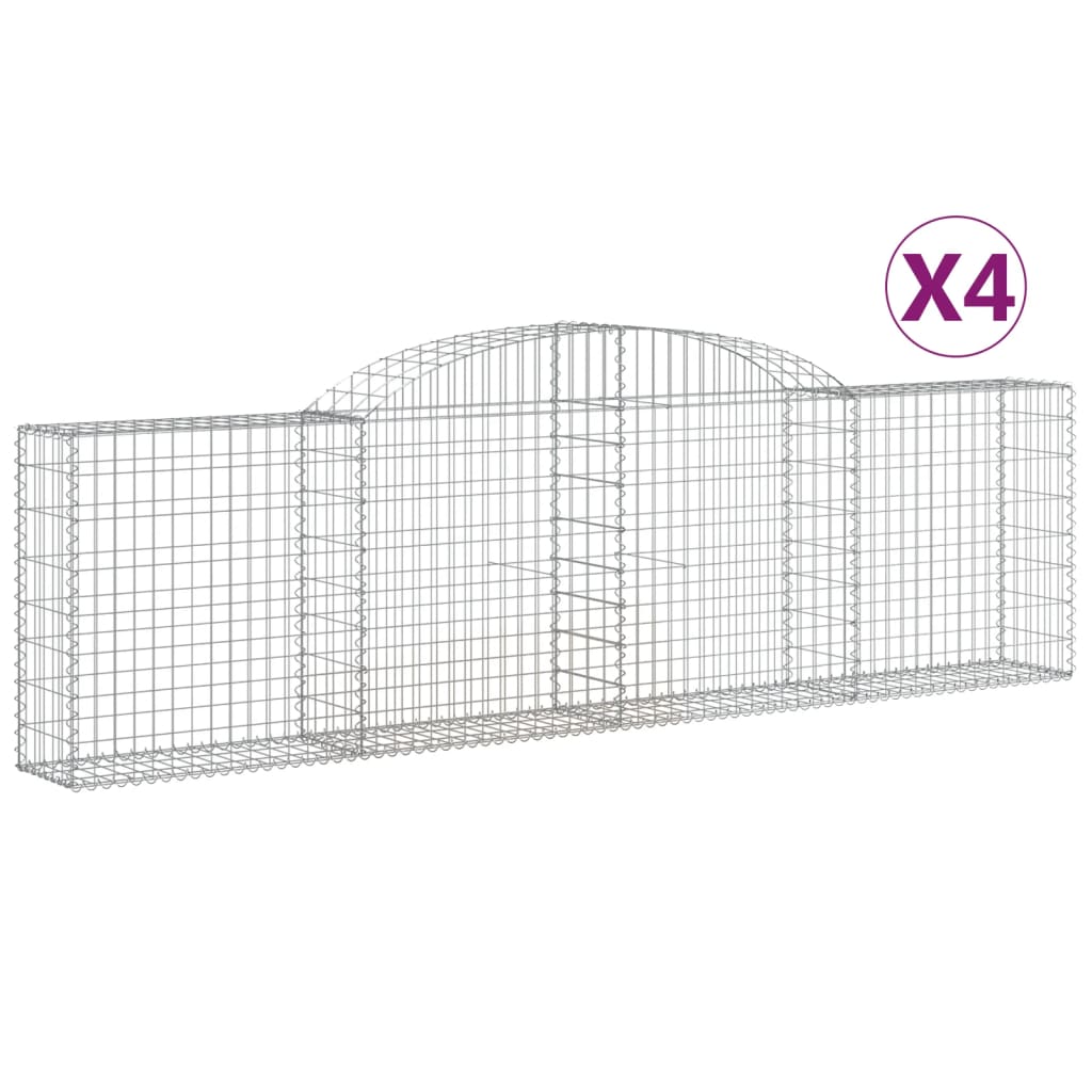 vidaXL Coșuri gabion arcuite 4 buc., 300x30x80/100 cm, fier galvanizat vidaXL Coșuri gabion arcuite 4 buc., 300x30x80/100 cm, fier galvanizat