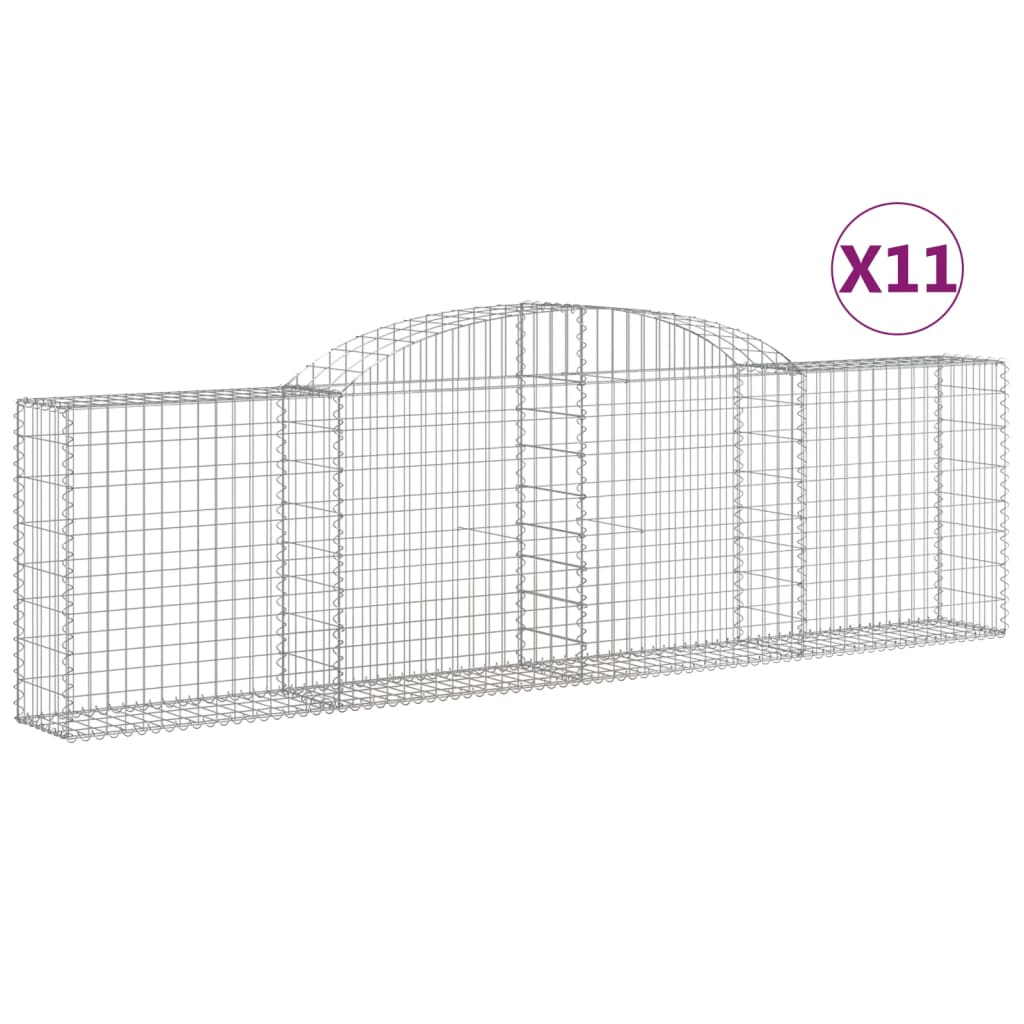 vidaXL Coșuri gabion arcuite 11 buc, 300x30x80/100 cm, fier galvanizat vidaXL Coșuri gabion arcuite 11 buc, 300x30x80/100 cm, fier galvanizat