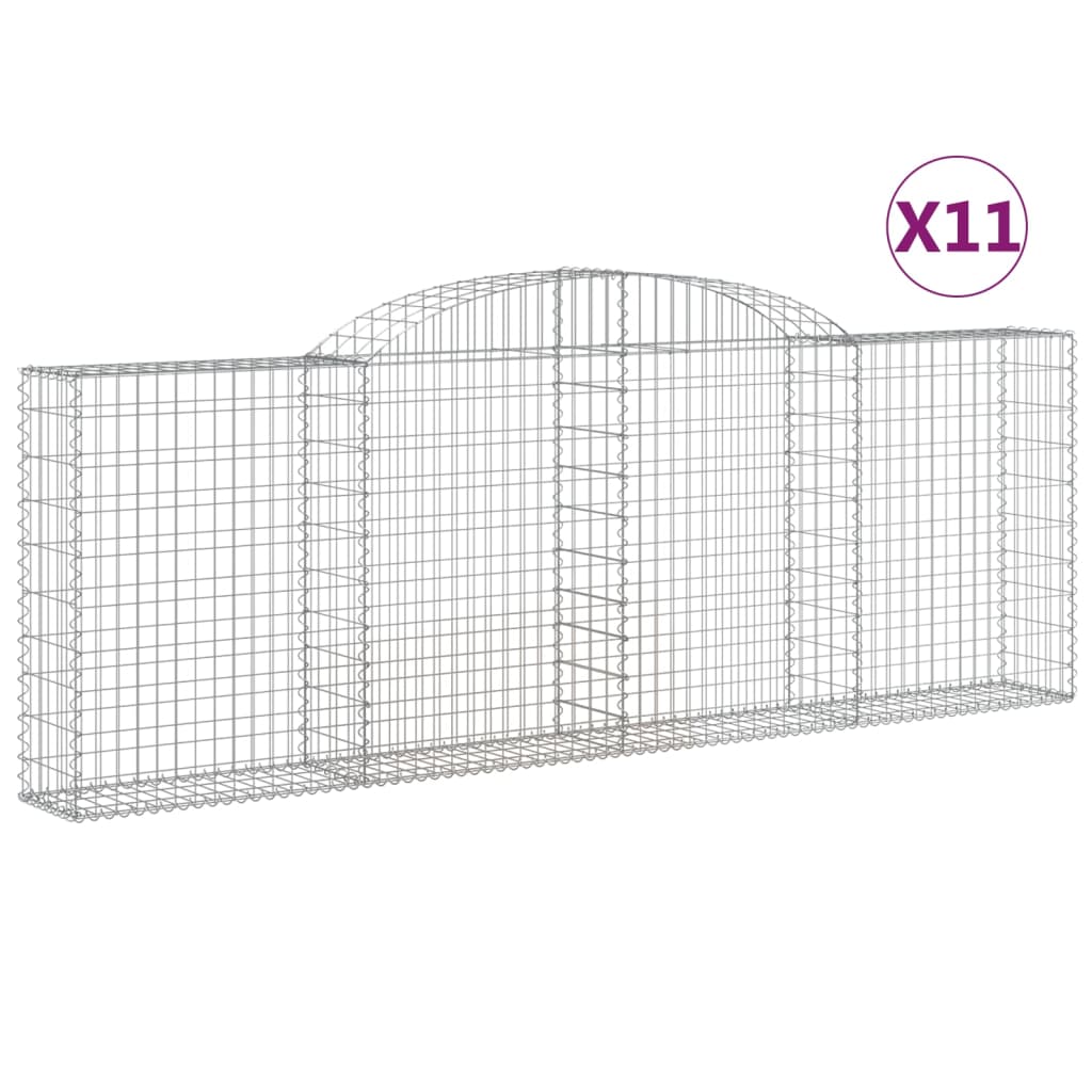 vidaXL Coșuri gabion arcuite 11 buc, 300x30x100/120 cm fier galvanizat vidaXL Coșuri gabion arcuite 11 buc, 300x30x100/120 cm fier galvanizat