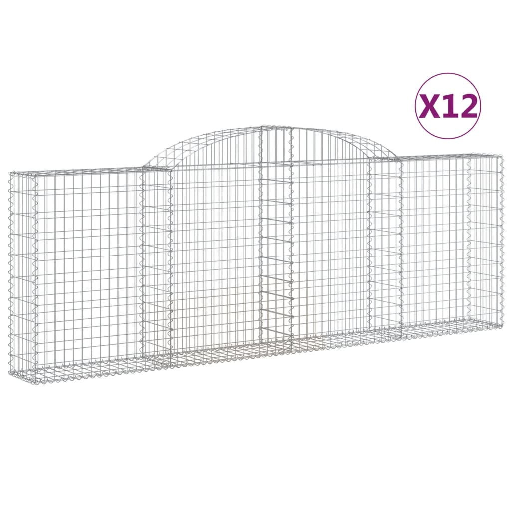 vidaXL Coșuri gabion arcuite 12 buc, 300x30x100/120 cm fier galvanizat vidaXL Coșuri gabion arcuite 12 buc, 300x30x100/120 cm fier galvanizat