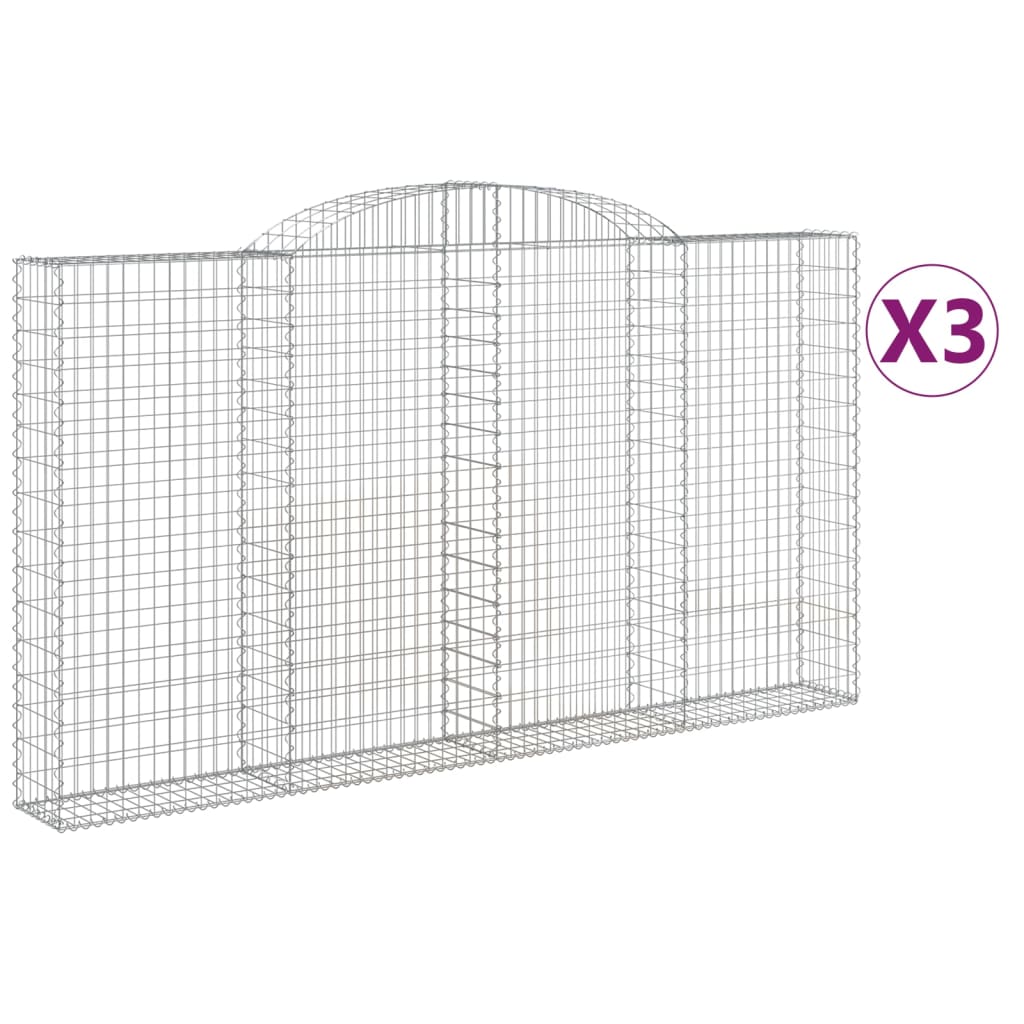 vidaXL Coșuri gabion arcuite 3 buc. 300x30x160/180 cm fier galvanizat