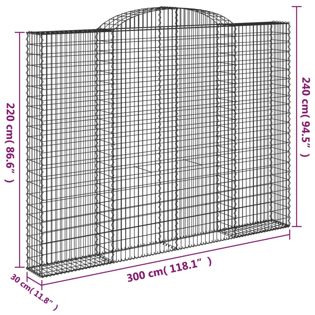 vidaXL Coșuri gabion arcuite 2 buc. 300x30x220/240 cm fier galvanizat vidaXL Coșuri gabion arcuite 2 buc. 300x30x220/240 cm fier galvanizat