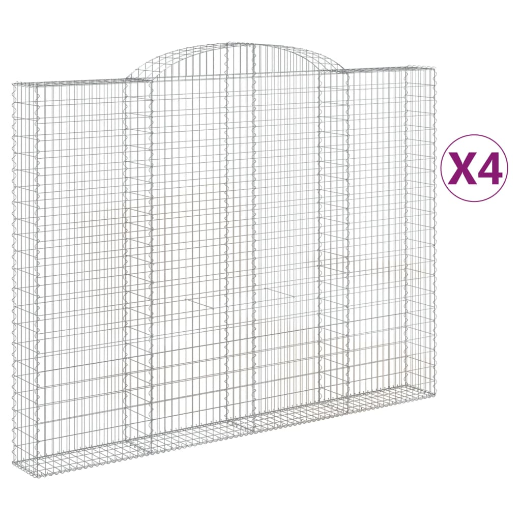vidaXL Coșuri gabion arcuite 4 buc. 300x30x220/240 cm fier galvanizat vidaXL Coșuri gabion arcuite 4 buc. 300x30x220/240 cm fier galvanizat