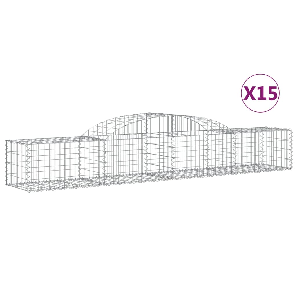 vidaXL Coșuri gabion arcuite, 15 buc., 300x50x40/60cm, fier galvanizat