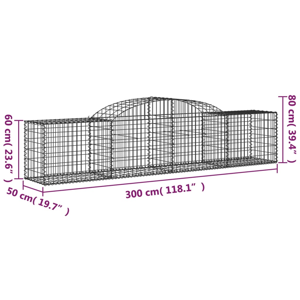 vidaXL Coșuri gabion arcuite 10 buc, 300x50x60/80 cm, fier galvanizat vidaXL Coșuri gabion arcuite 10 buc, 300x50x60/80 cm, fier galvanizat
