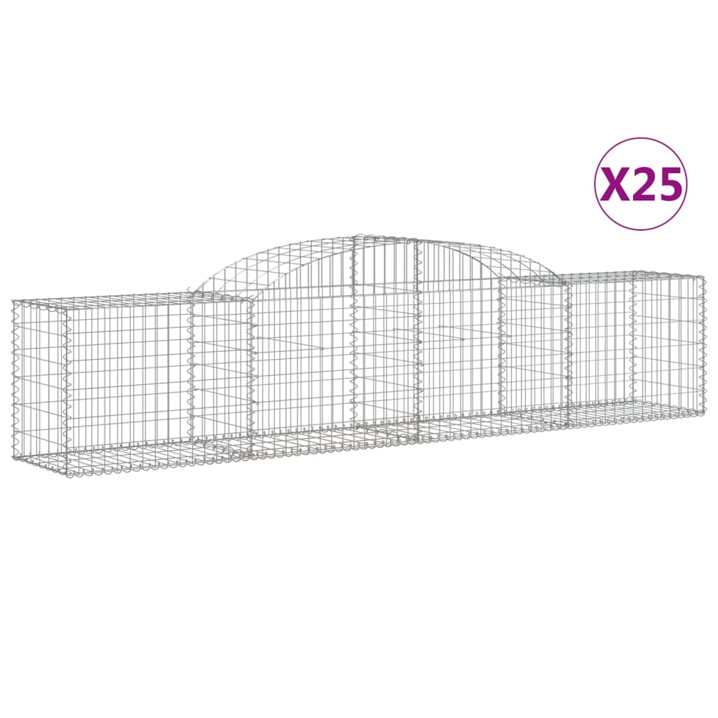 vidaXL Coșuri gabion arcuite 25 buc, 300x50x60/80 cm, fier galvanizat