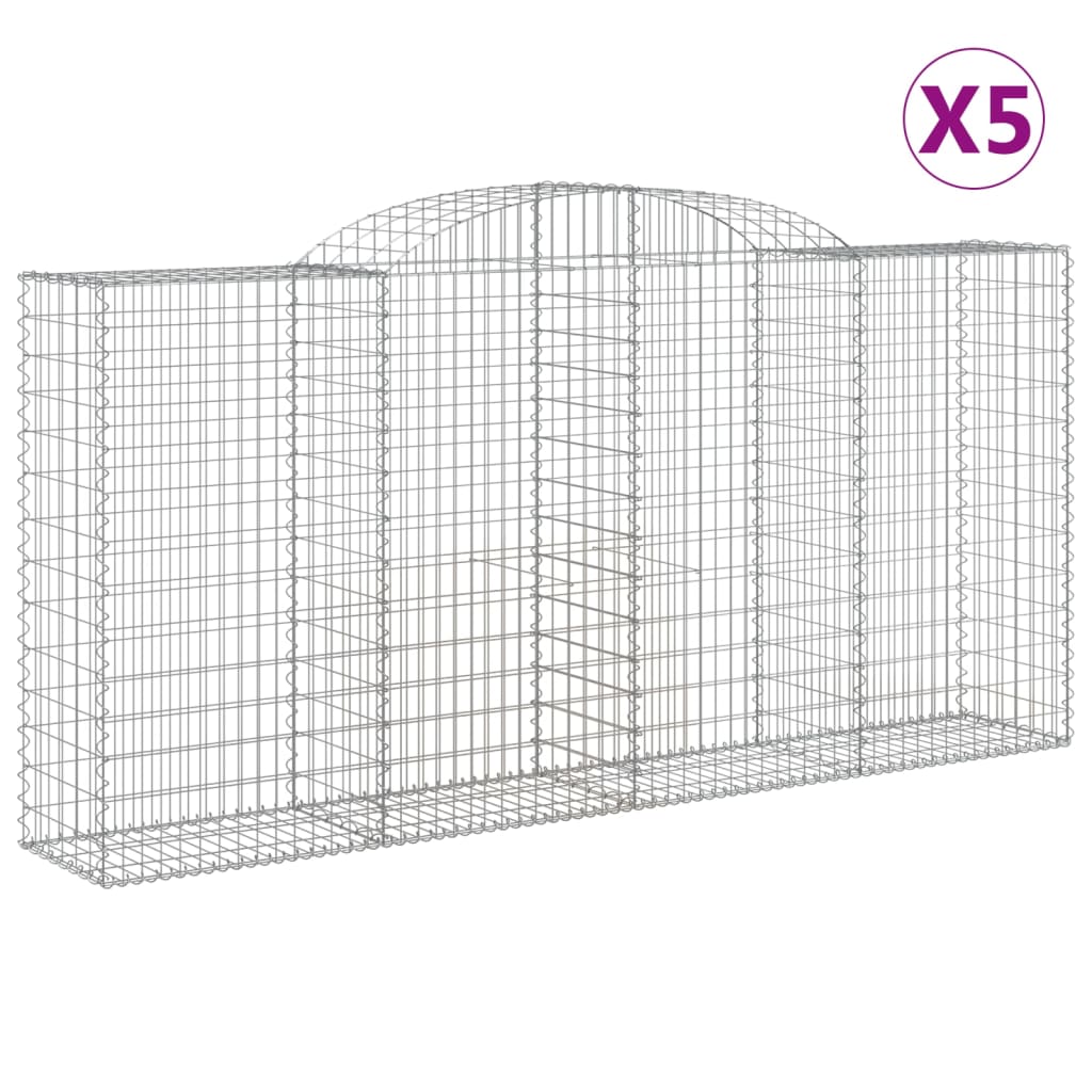 vidaXL Coșuri gabion arcuite 5 buc. 300x50x140/160cm fier galvanizat