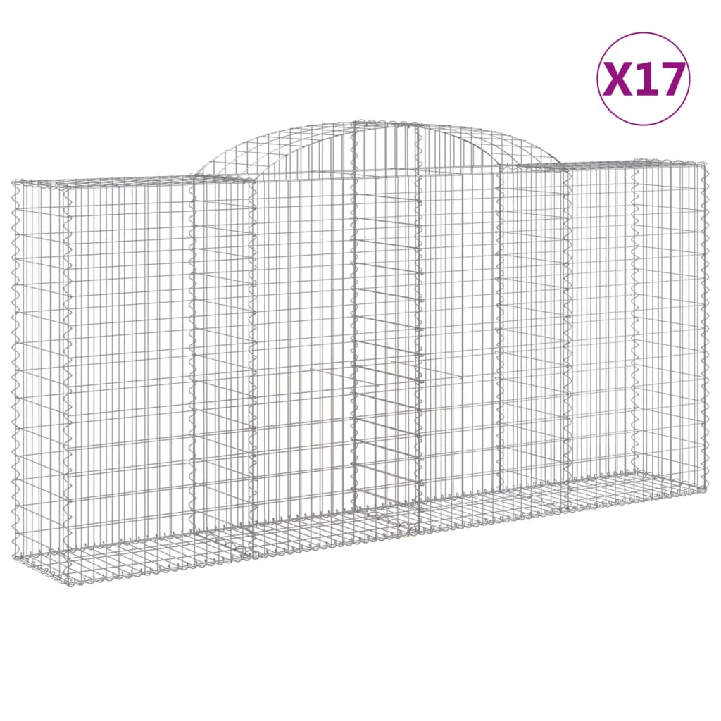 vidaXL Coșuri gabion arcuite 17 buc, 300x50x140/160cm, fier galvanizat vidaXL Coșuri gabion arcuite 17 buc, 300x50x140/160cm, fier galvanizat