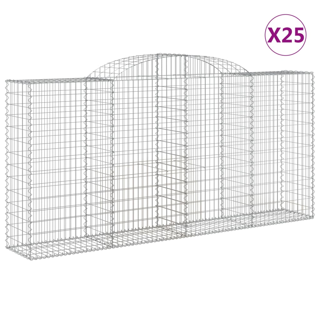 vidaXL Coșuri gabion arcuite 25 buc, 300x50x140/160cm, fier galvanizat