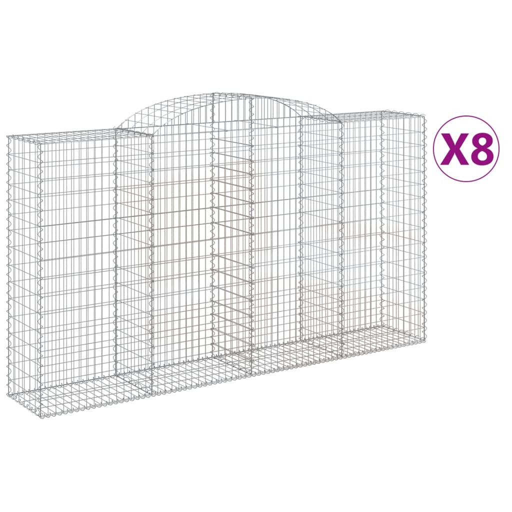 vidaXL Coșuri gabion arcuite 8 buc, 300x50x160/180 cm, fier galvanizat vidaXL Coșuri gabion arcuite 8 buc, 300x50x160/180 cm, fier galvanizat