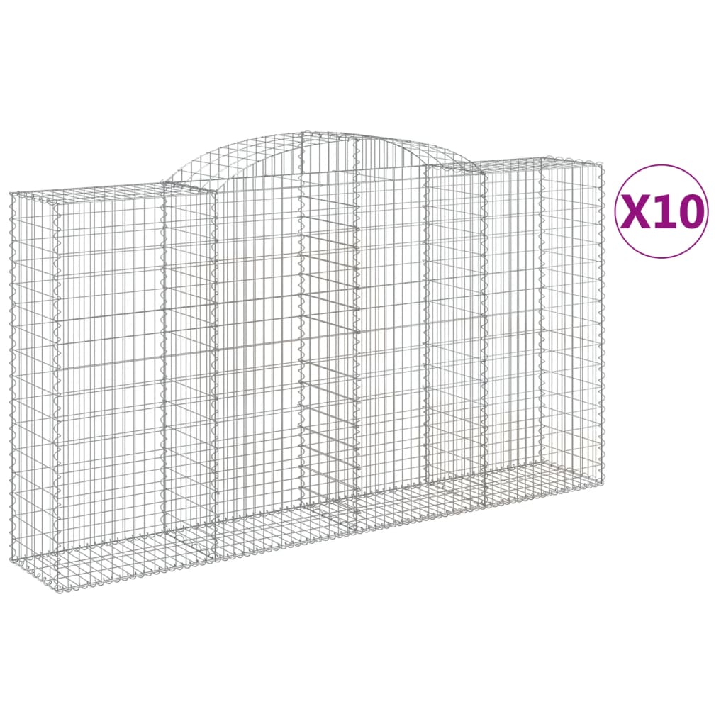 vidaXL Coșuri gabion arcuite 10 buc, 300x50x160/180cm, fier galvanizat vidaXL Coșuri gabion arcuite 10 buc, 300x50x160/180cm, fier galvanizat