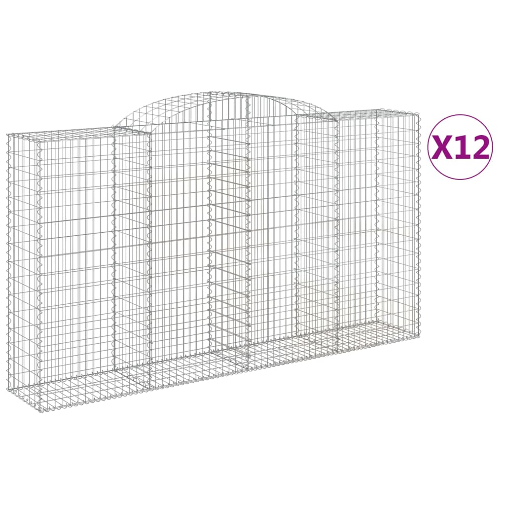 vidaXL Coșuri gabion arcuite 12 buc, 300x50x160/180cm, fier galvanizat
