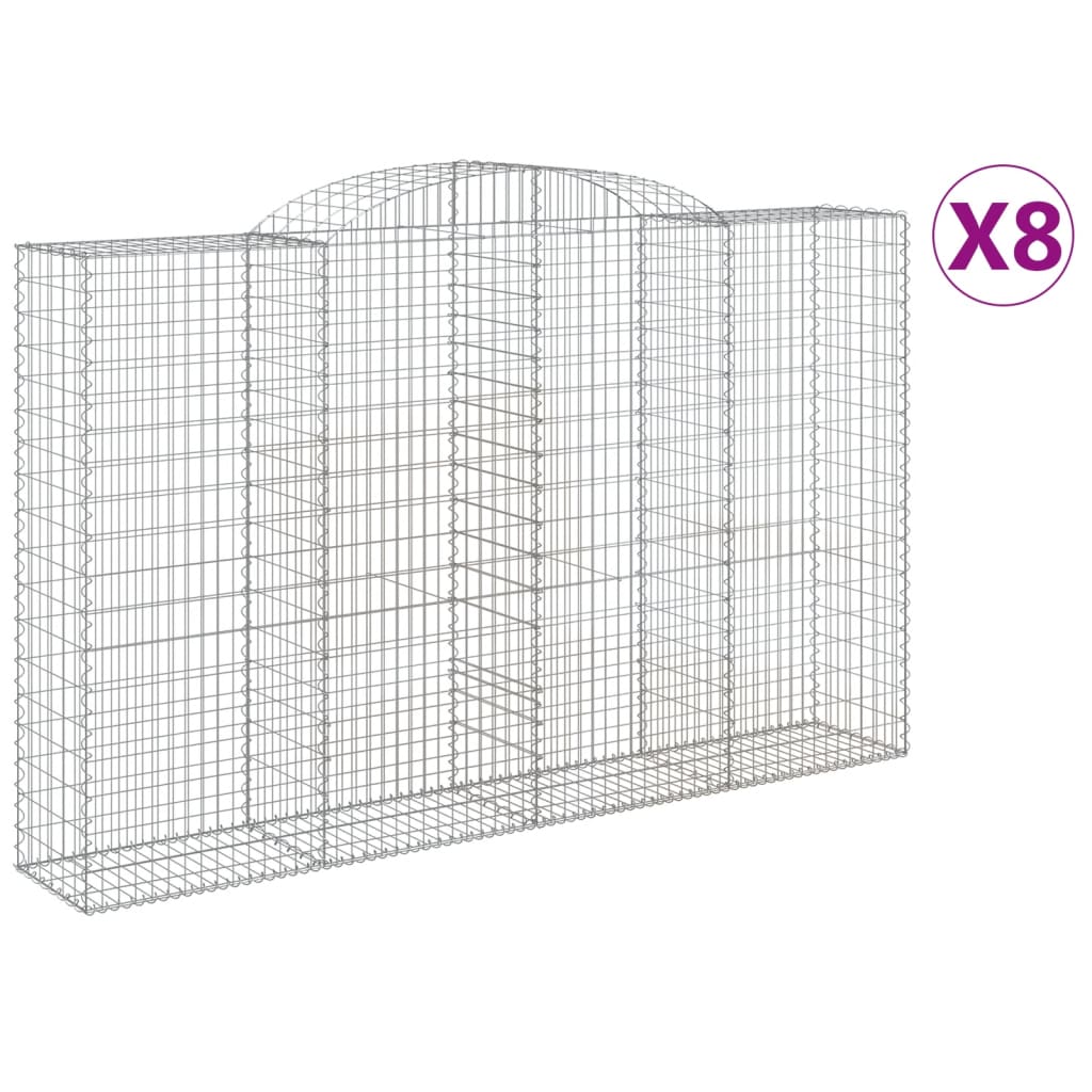 vidaXL Coșuri gabion arcuite 8 buc, 300x50x180/200 cm, fier galvanizat vidaXL Coșuri gabion arcuite 8 buc, 300x50x180/200 cm, fier galvanizat