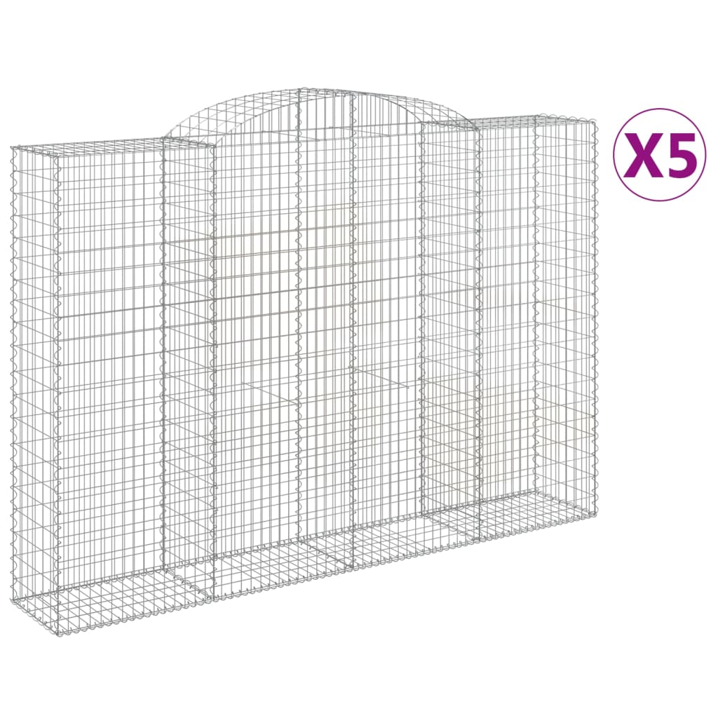 vidaXL Coșuri gabion arcuite 5 buc. 300x50x200/220 cm, fier galvanizat