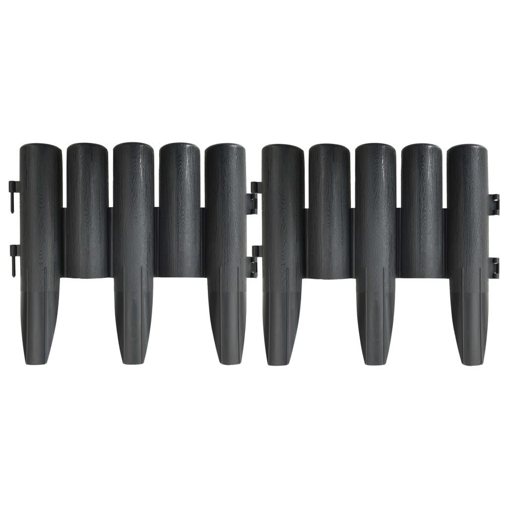 vidaXL Borduri de gazon, 36 buc., antracit, 10 m, PP vidaXL Borduri de gazon, 36 buc., antracit, 10 m, PP