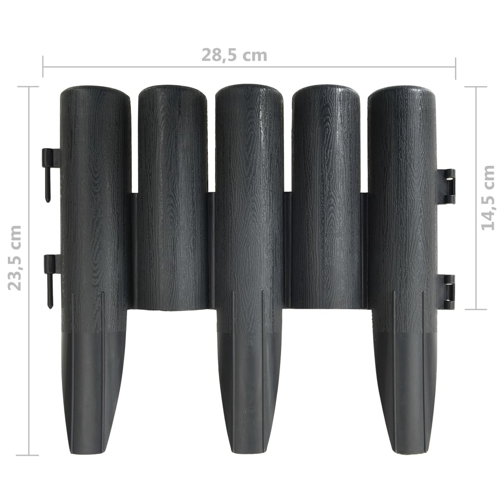 vidaXL Borduri de gazon, 36 buc., antracit, 10 m, PP vidaXL Borduri de gazon, 36 buc., antracit, 10 m, PP