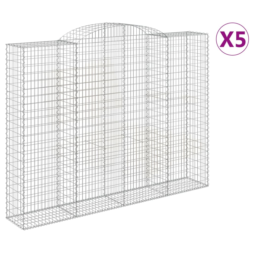 vidaXL Coșuri gabion arcuite, 5 buc, 300x50x220/240cm, fier galvanizat