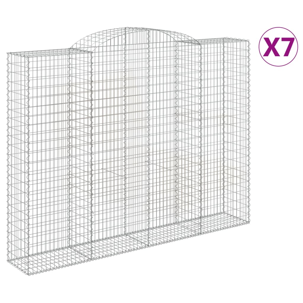 vidaXL Coșuri gabion arcuite, 7 buc, 300x50x220/240cm, fier galvanizat