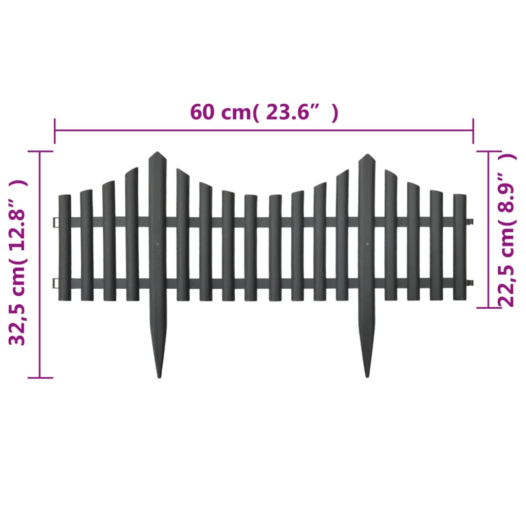 vidaXL Borduri de gazon, 17 buc., antracit, 10 m, PP vidaXL Borduri de gazon, 17 buc., antracit, 10 m, PP