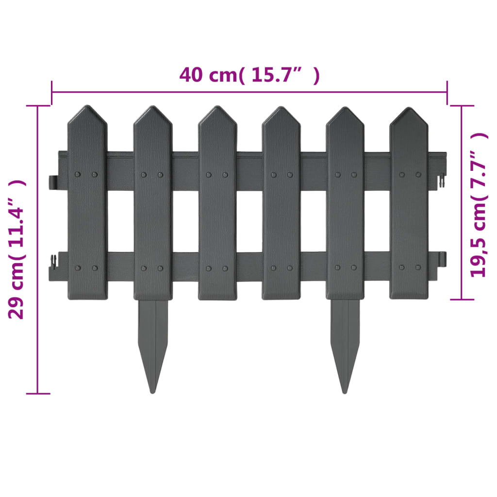 vidaXL Borduri de gazon, 25 buc., antracit, 10 m, PP vidaXL Borduri de gazon, 25 buc., antracit, 10 m, PP