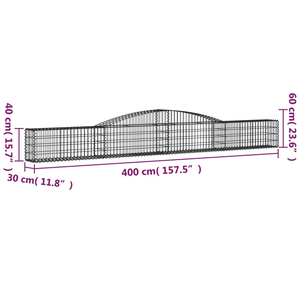 vidaXL Coșuri gabion arcuite 10 buc, 400x30x40/60 cm, fier galvanizat vidaXL Coșuri gabion arcuite 10 buc, 400x30x40/60 cm, fier galvanizat