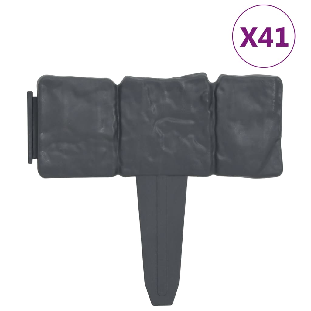 vidaXL Gard de gazon, 41 buc., 10 m, plastic, aspect piatră vidaXL Gard de gazon, 41 buc., 10 m, plastic, aspect piatră