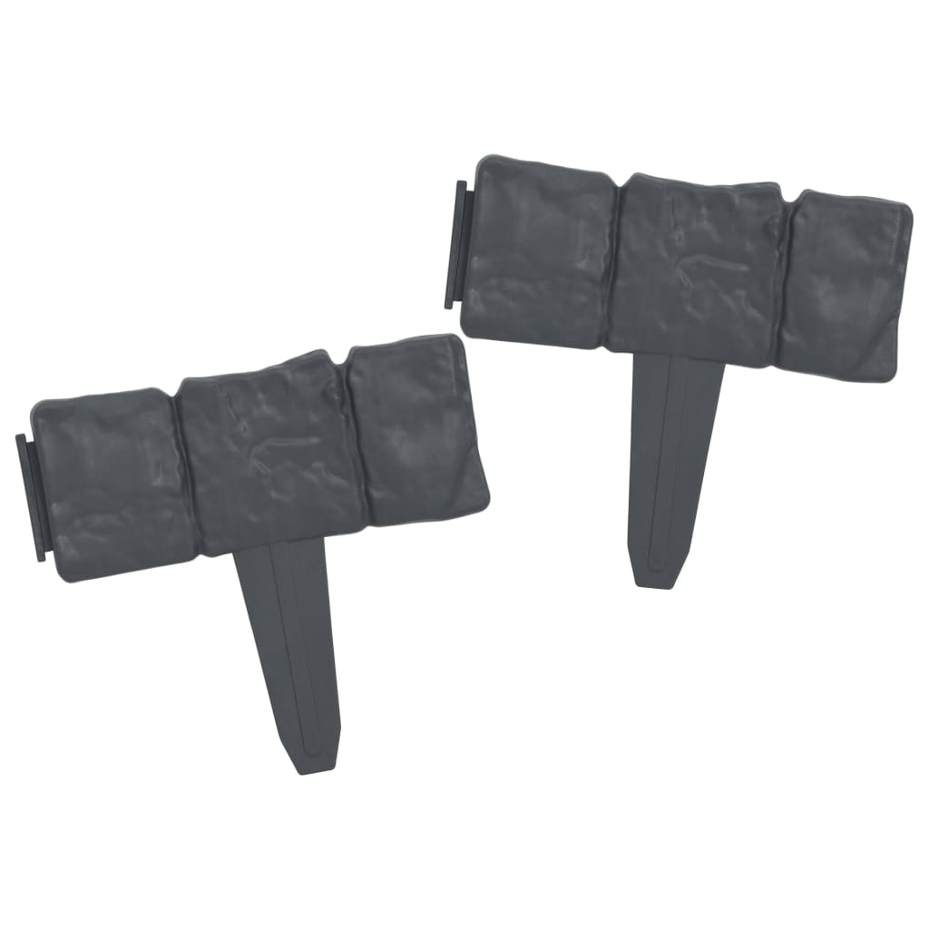 vidaXL Gard de gazon, 41 buc., 10 m, plastic, aspect piatră vidaXL Gard de gazon, 41 buc., 10 m, plastic, aspect piatră