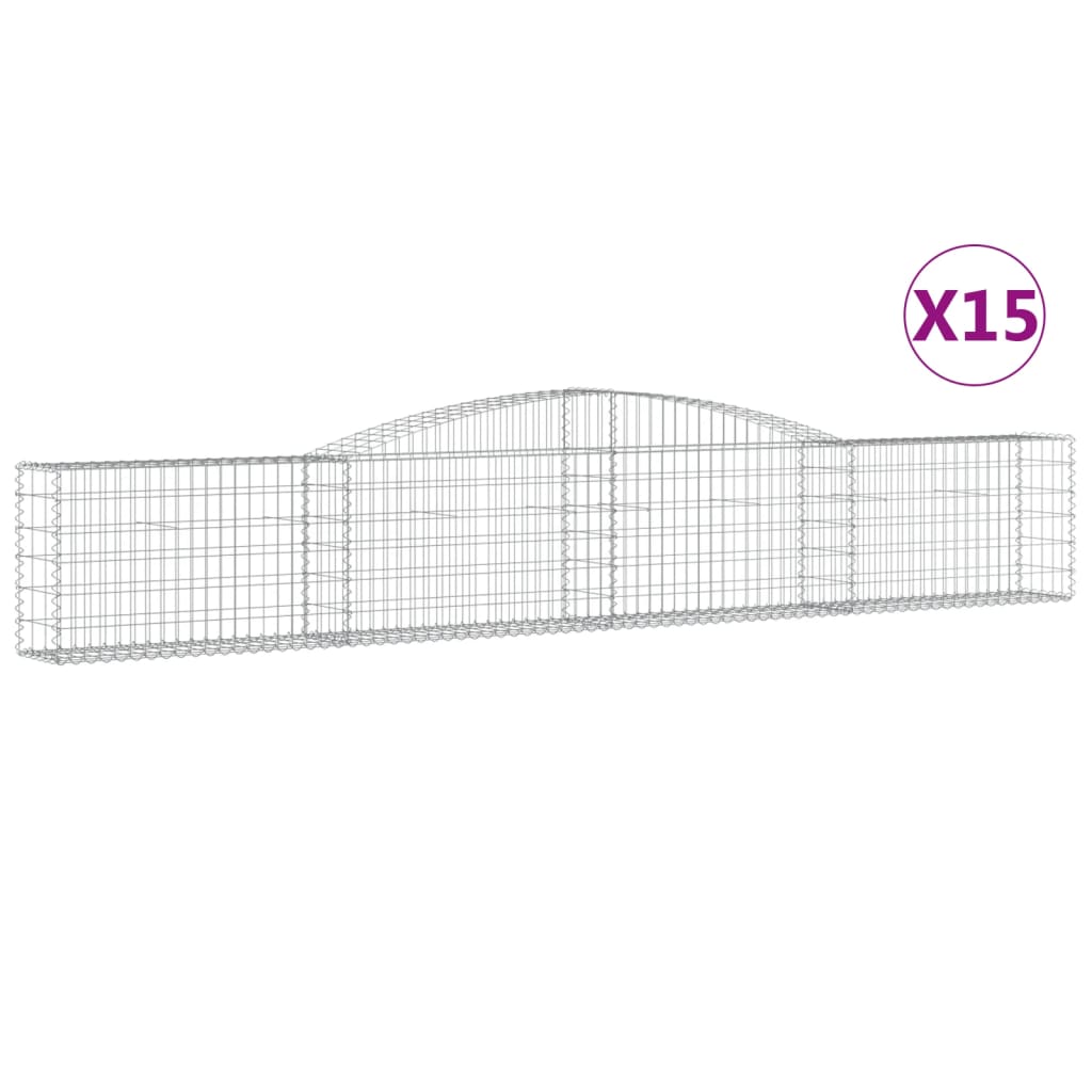 vidaXL Coșuri gabion arcuite 15 buc, 400x30x60/80 cm, fier galvanizat vidaXL Coșuri gabion arcuite 15 buc, 400x30x60/80 cm, fier galvanizat