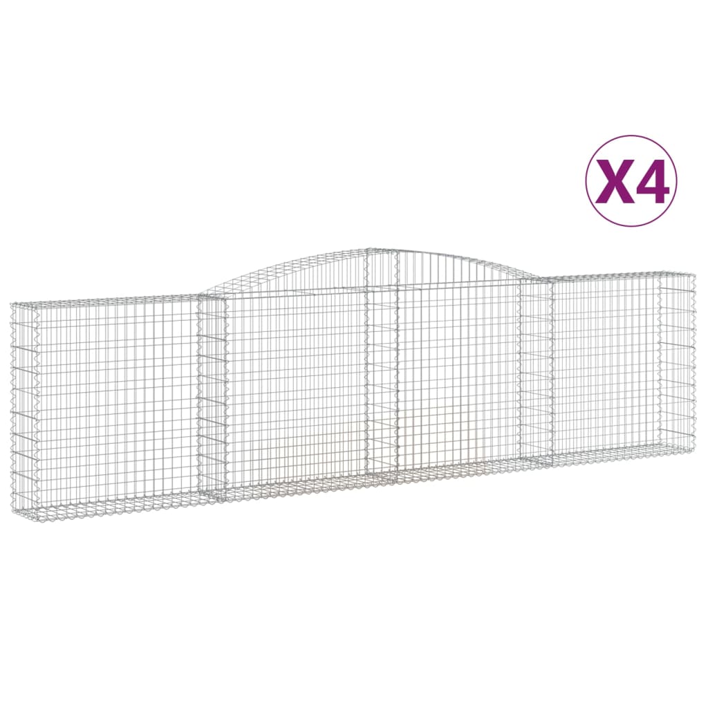 vidaXL Coșuri gabion arcuite 4 buc, 400x30x100/120 cm fier galvanizat