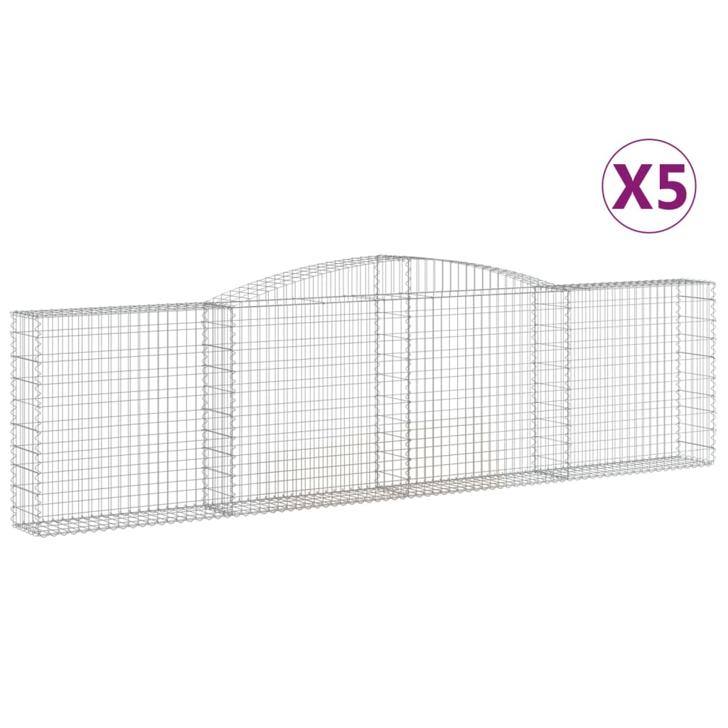 vidaXL Coșuri gabion arcuite 5 buc, 400x30x100/120 cm fier galvanizat