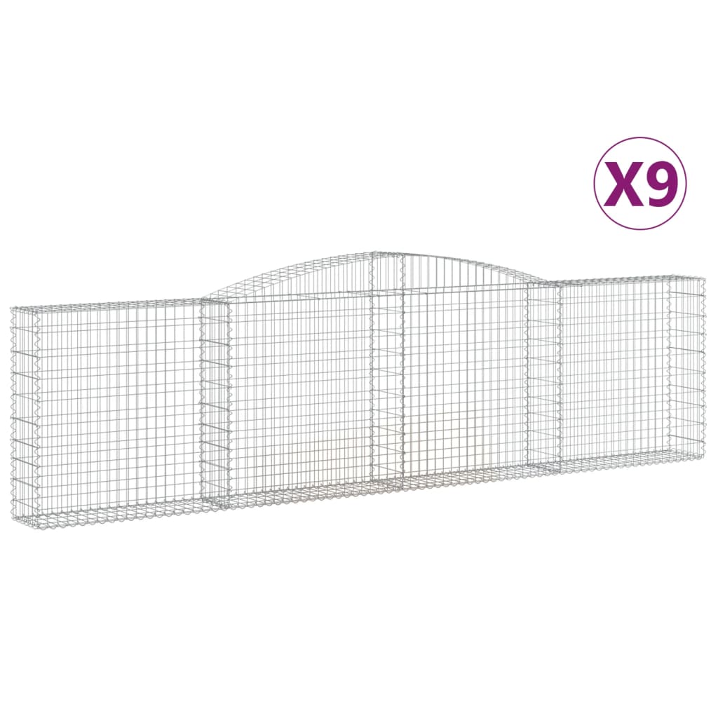 vidaXL Coșuri gabion arcuite 9 buc, 400x30x100/120 cm fier galvanizat