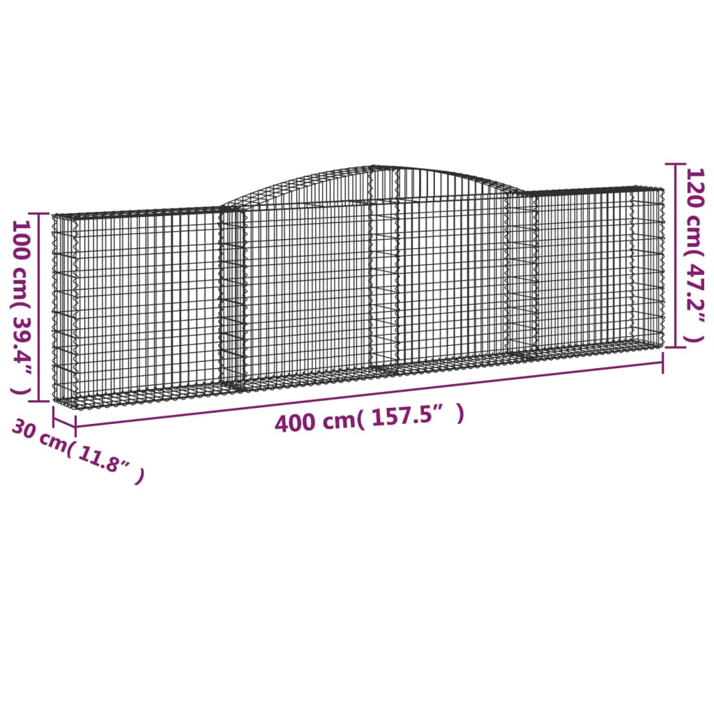 vidaXL Coșuri gabion arcuite 10 buc, 400x30x100/120 cm fier galvanizat vidaXL Coșuri gabion arcuite 10 buc, 400x30x100/120 cm fier galvanizat