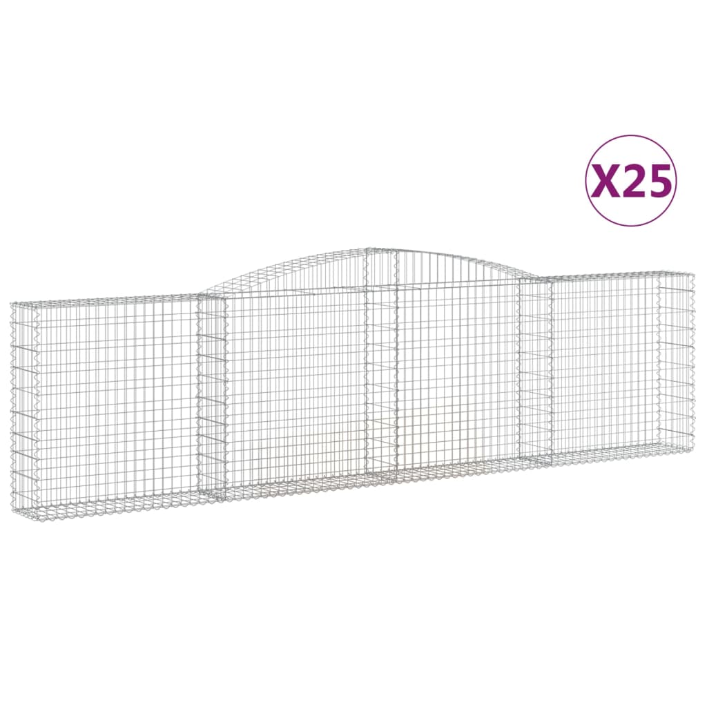 vidaXL Coșuri gabion arcuite 25 buc, 400x30x100/120 cm fier galvanizat