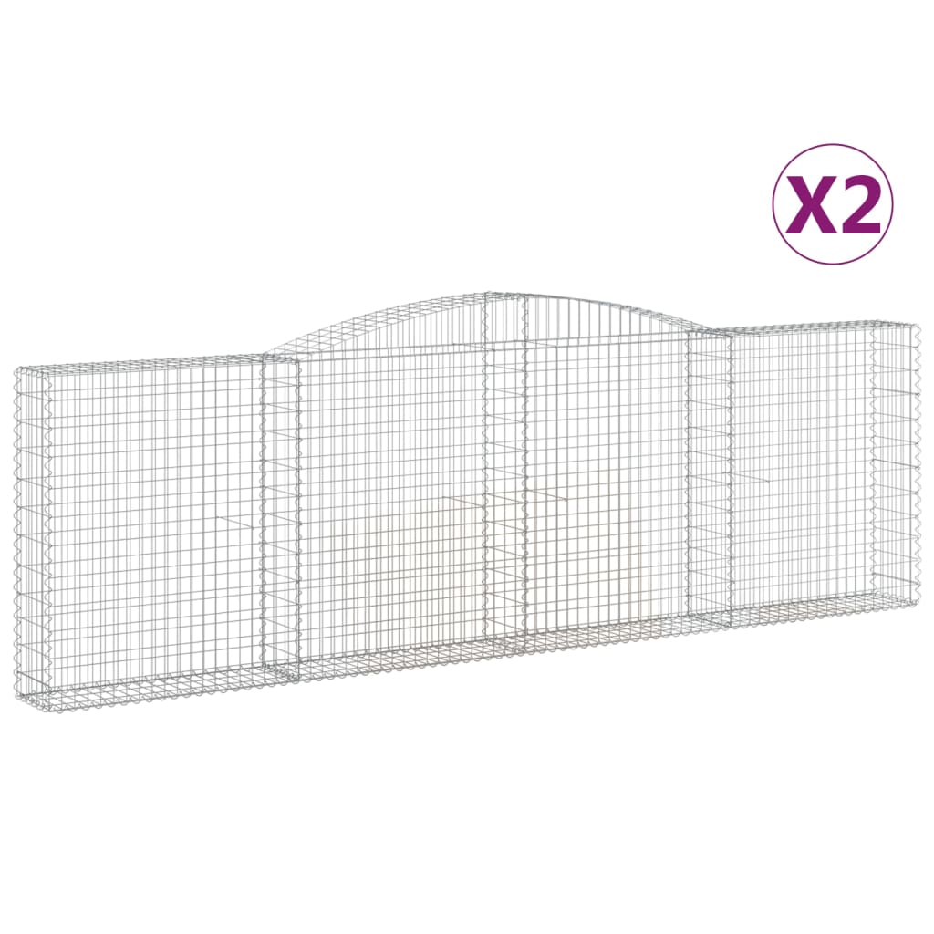 vidaXL Coșuri gabion arcuite 2 buc. 400x30x120/140cm fier galvanizat