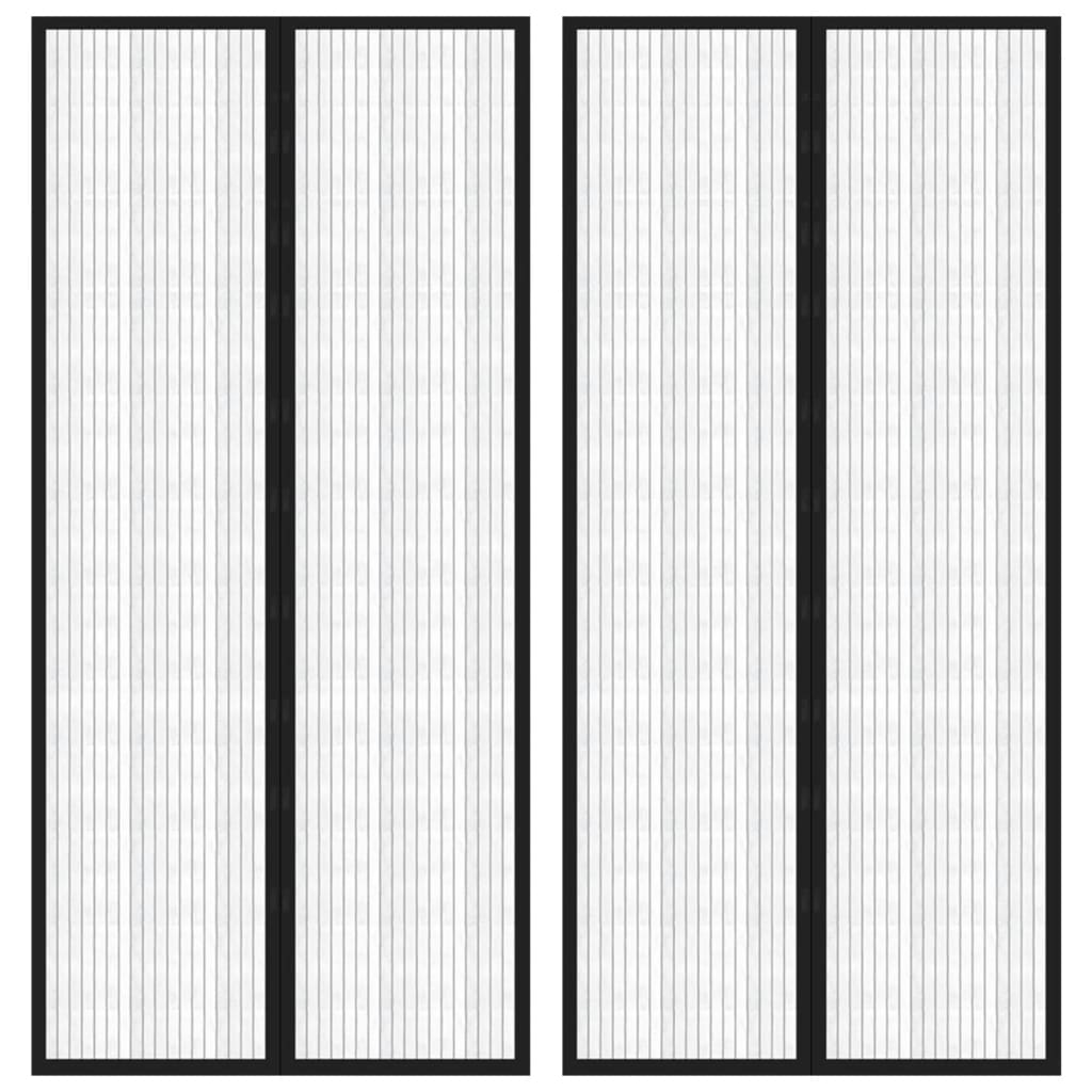 vidaXL Perdea de ușă anti-insecte cu magnet, 2 buc., negru, 220x110 cm