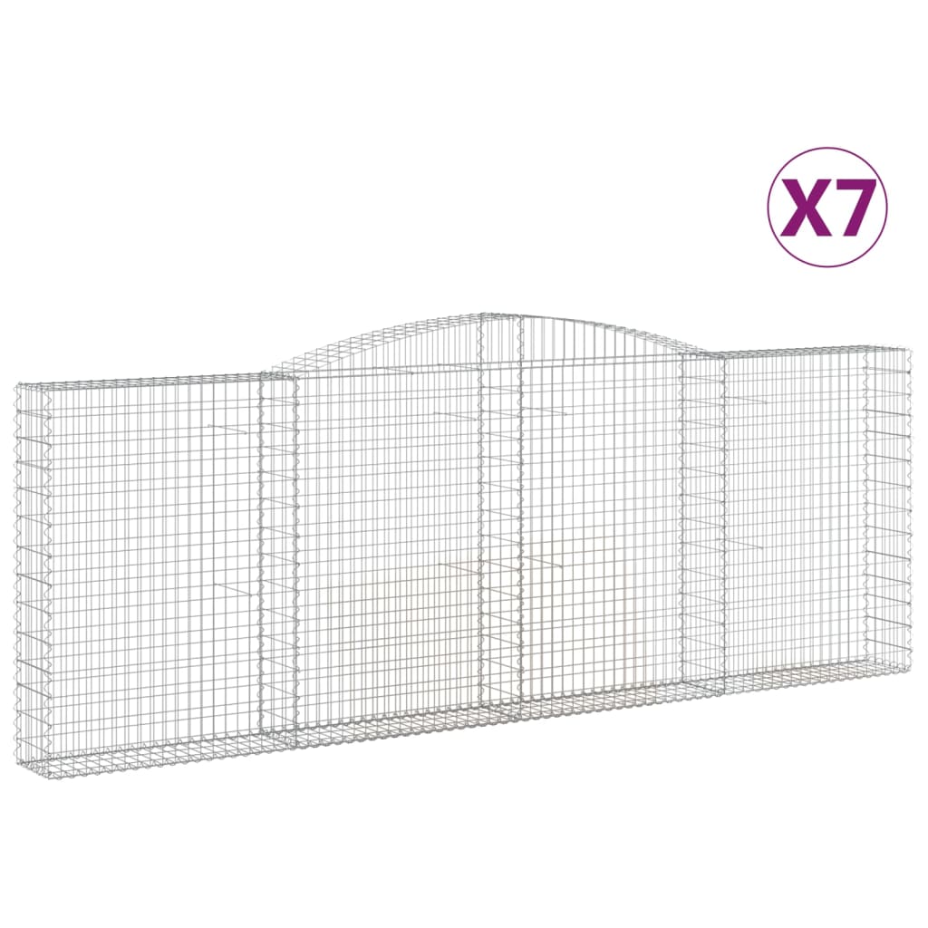 vidaXL Coșuri gabion arcuite 7 buc, 400x30x140/160 cm, fier galvanizat vidaXL Coșuri gabion arcuite 7 buc, 400x30x140/160 cm, fier galvanizat