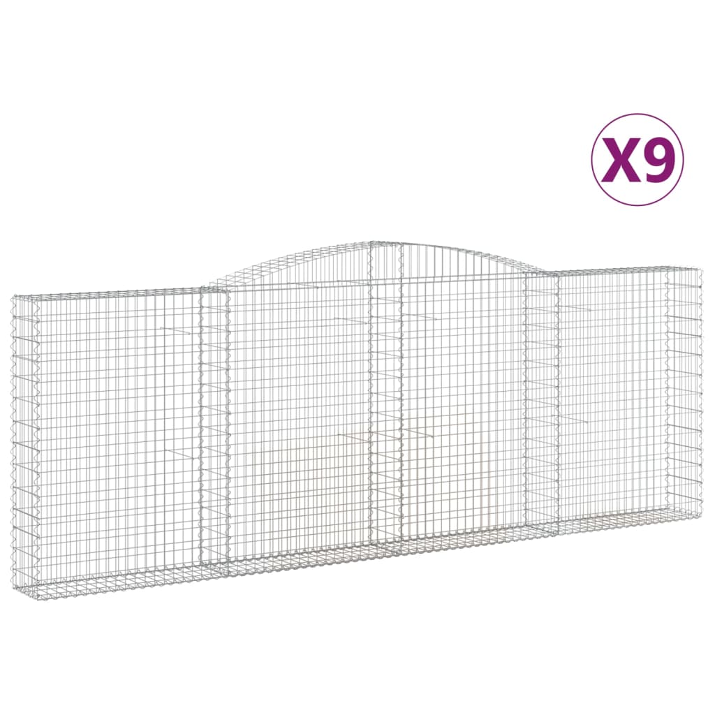 vidaXL Coșuri gabion arcuite 9 buc. 400x30x140/160 cm fier galvanizat
